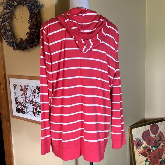 RALPH LAUREN Jeans Company Size XL 
Buttonfront Hoodie 100% Cotton Striped VNeck - Picture 5 of 14